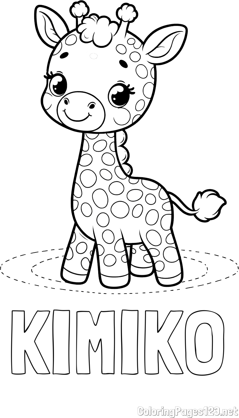 KIMIKO Coloring Page and Playful Giraffe Coloring Page