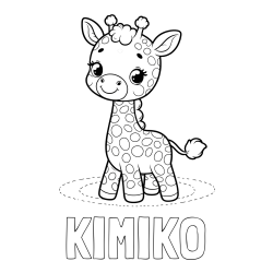 Online Created Coloring Page - KIMIKO Coloring Page and Playful Giraffe Coloring Page