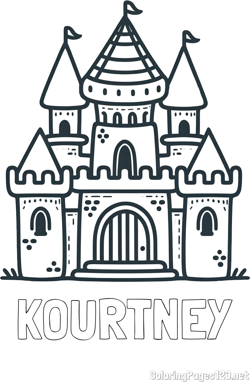 KOURTNEY Coloring Page and Beautiful Castle Coloring Page for Kids