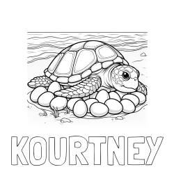 Online Created Coloring Page - KOURTNEY Coloring Page and Coloring Page of a Realistic Sea Turtle Laying Eggs