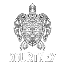 KOURTNEY Coloring Page and Sea Turtle Mandala Coloring Page