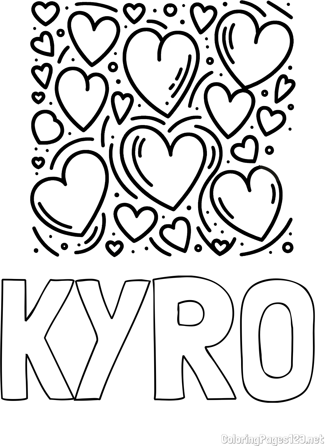 KYRO Coloring Page and Free Printable Coloring Page of Hearts