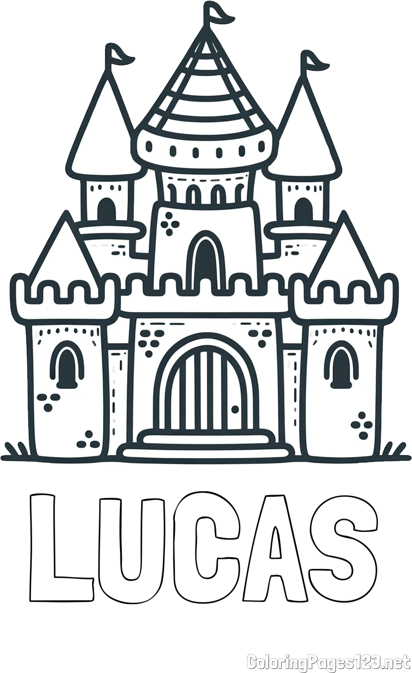 LUCAS Coloring Page and Beautiful Castle Coloring Page for Kids