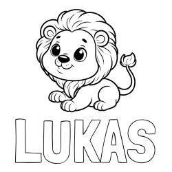 Online Created Coloring Page - LUKAS Coloring Page and Playful Baby Lion Coloring Page