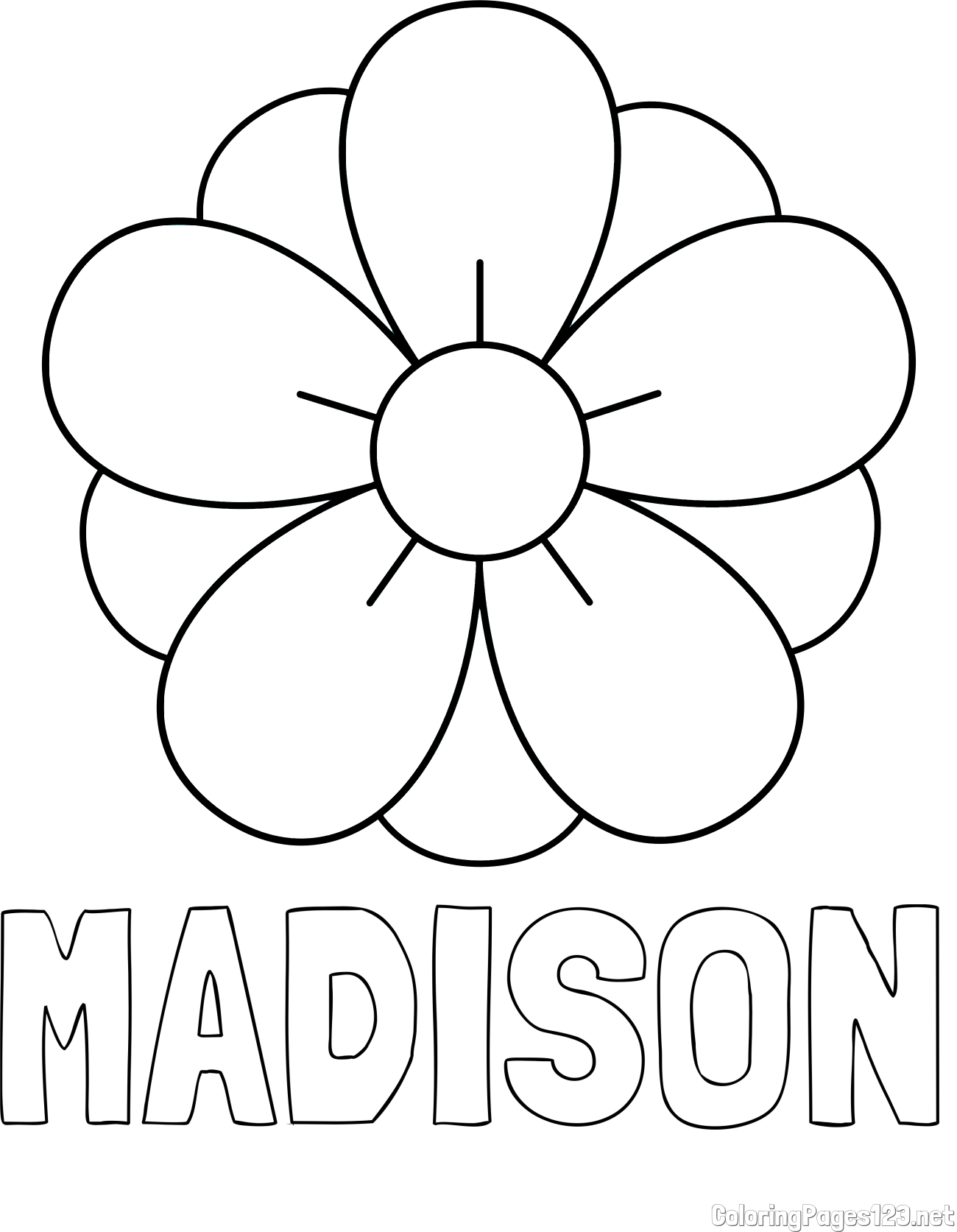 MADISON Coloring Page and Flower Without Stem Coloring Page