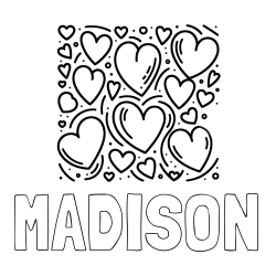 MADISON Coloring Page and Free Printable Coloring Page of Hearts