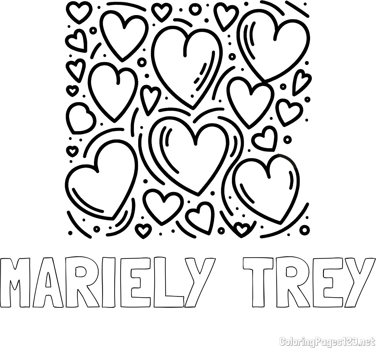 MARIELY  TREY Coloring Page and Free Printable Coloring Page of Hearts