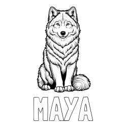 Online Created Coloring Page - MAYA Coloring Page and Beautiful Wolf Coloring Page