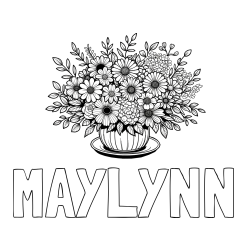 Online Created Coloring Page - MAYLYNN Coloring Page and Beautiful Bouquet of Flowers Coloring Page