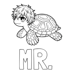 MR. Coloring Page and Coloring Page of Anime Turtle