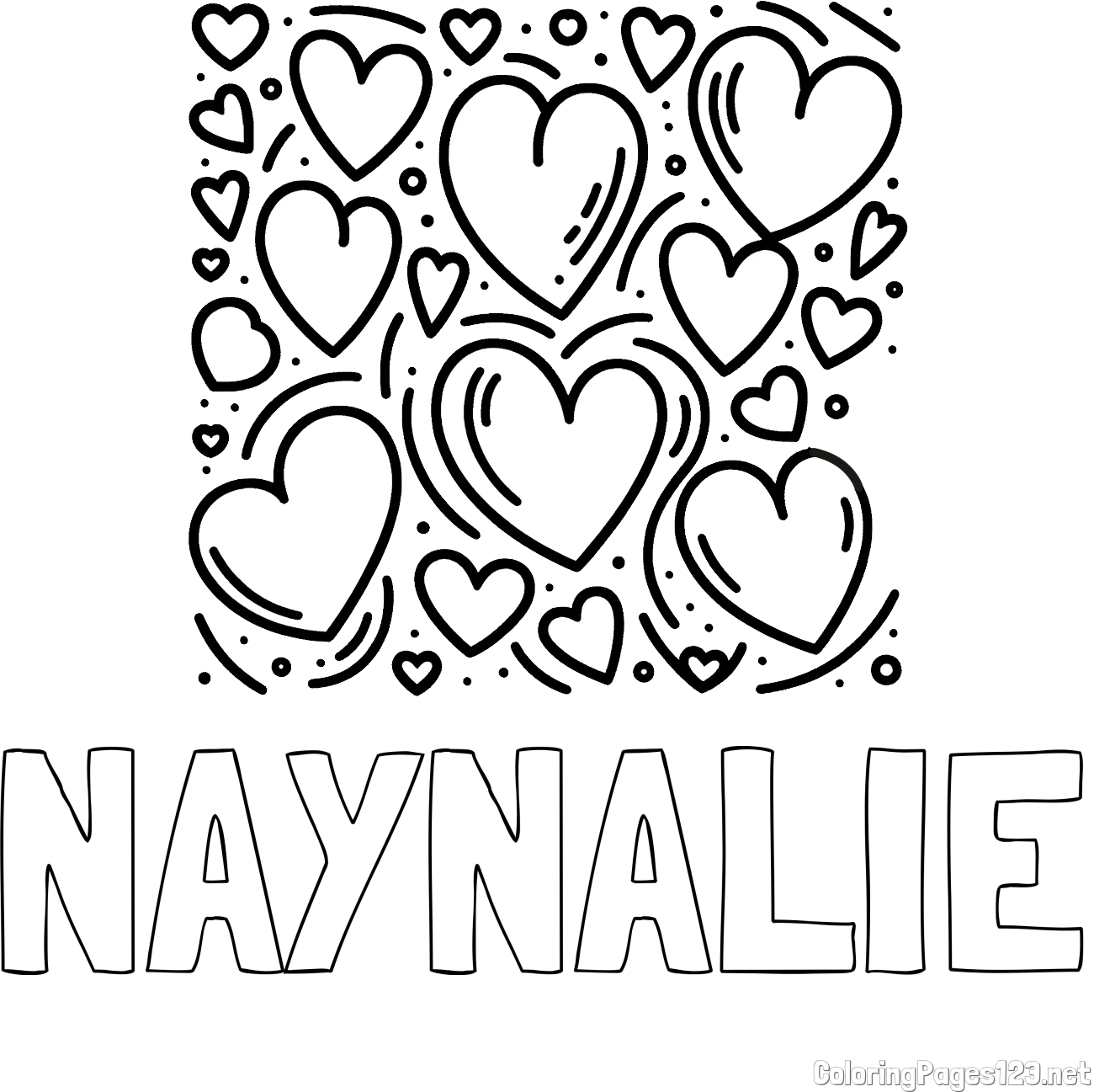 NAYNALIE Coloring Page and Free Printable Coloring Page of Hearts
