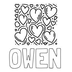 Online Created Coloring Page - OWEN Coloring Page and Free Printable Coloring Page of Hearts