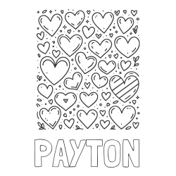 Online Created Coloring Page - PAYTON Coloring Page and Children's Coloring Page of Many Hearts
