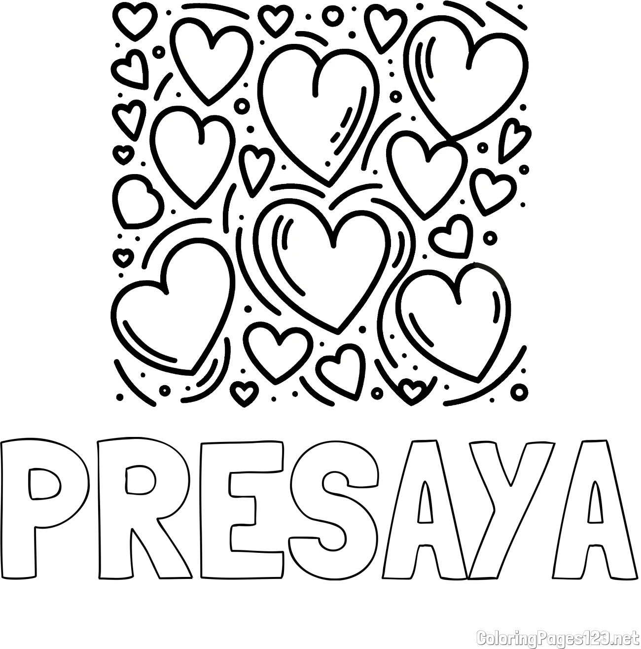 PRESAYA Coloring Page and Free Printable Coloring Page of Hearts