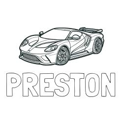 Online Created Coloring Page - PRESTON Coloring Page and Coloring Page of a Fast Sport's Car