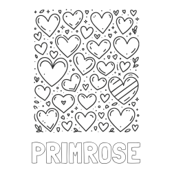 Online Created Coloring Page - PRIMROSE Coloring Page and Children's Coloring Page of Many Hearts