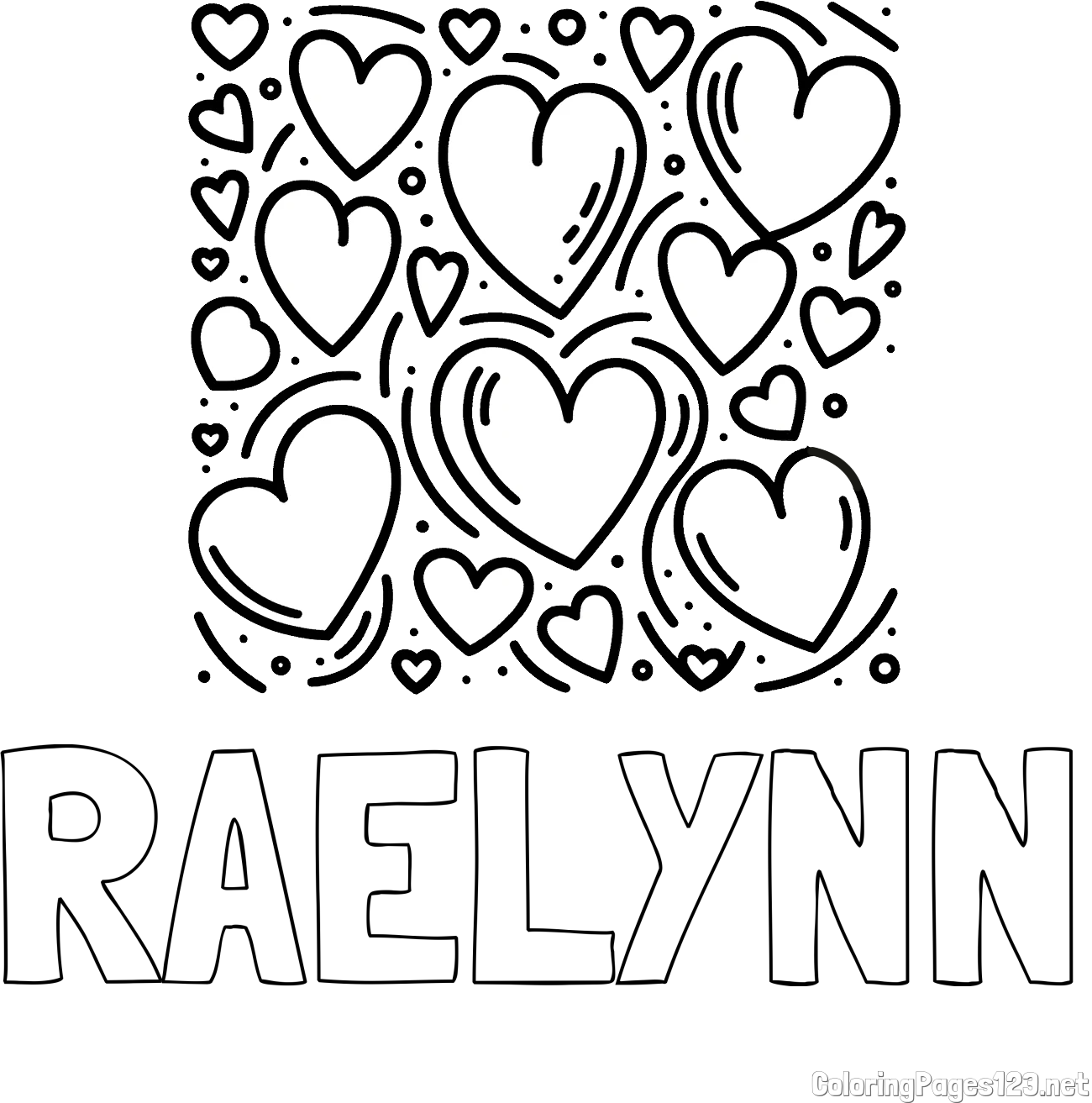 RAELYNN Coloring Page and Free Printable Coloring Page of Hearts