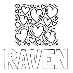 Online Created Coloring Page - RAVEN Coloring Page and Free Printable Coloring Page of Hearts