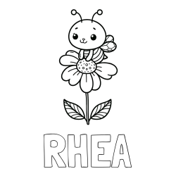 Online Created Coloring Page - RHEA Coloring Page and Coloring Page of a Cute Bee on a Flower