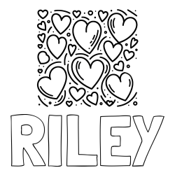 Online Created Coloring Page - RILEY Coloring Page and Free Printable Coloring Page of Hearts