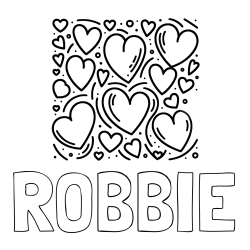 ROBBIE Coloring Page and Free Printable Coloring Page of Hearts