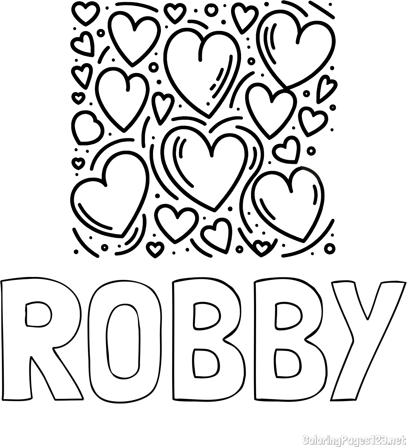 ROBBY Coloring Page and Free Printable Coloring Page of Hearts