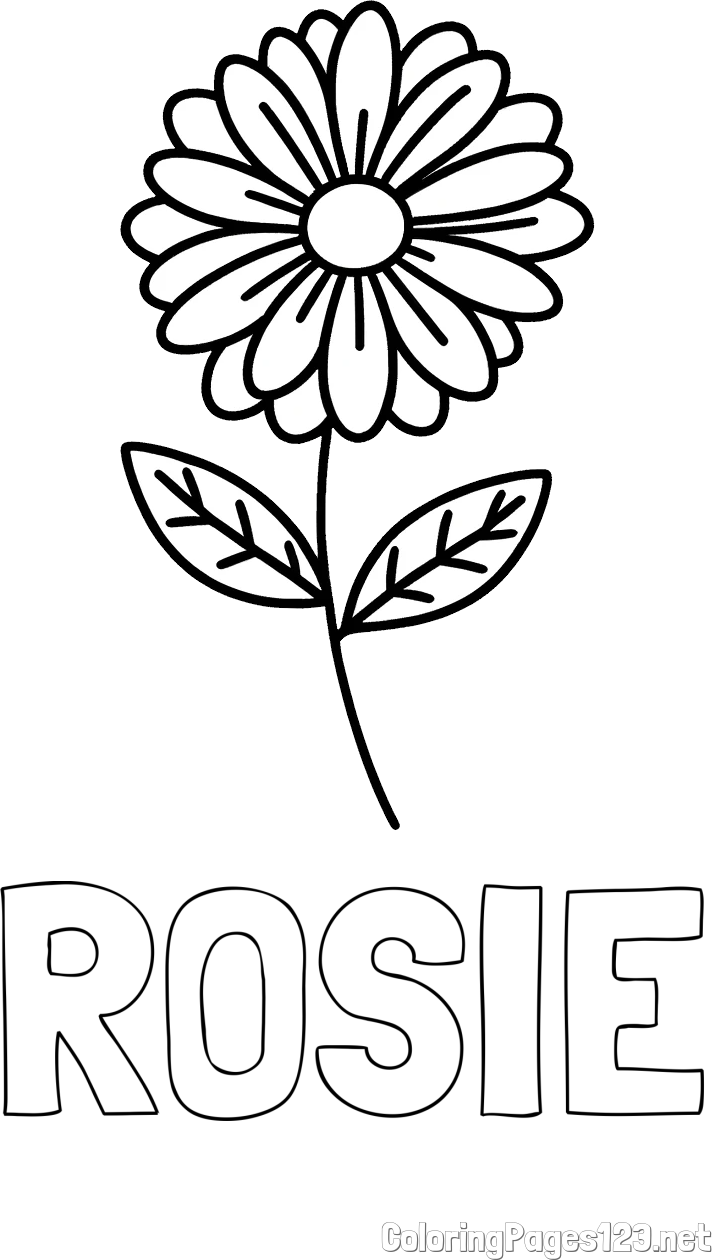 ROSIE Coloring Page and Flower Coloring Page