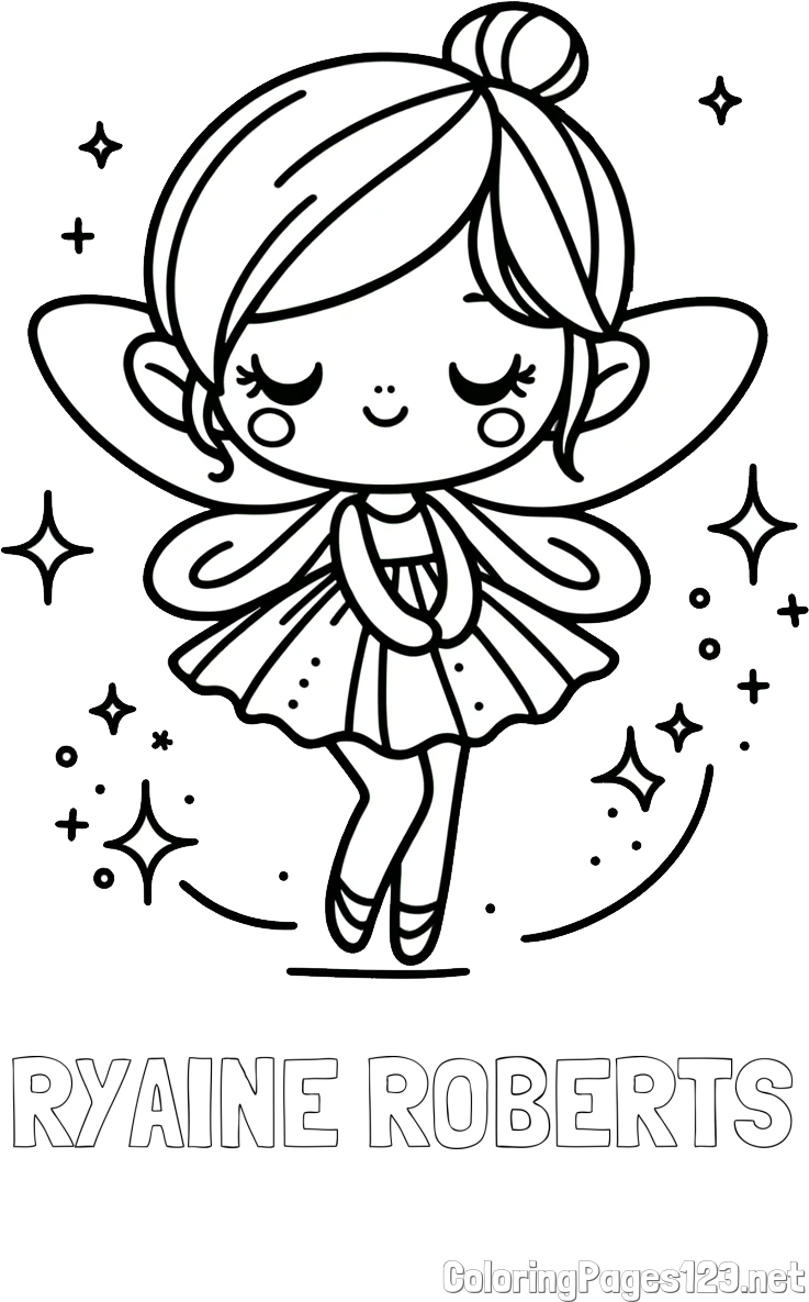 RYAINE ROBERTS Coloring Page and Children's Coloring Page of a Magical Fairy