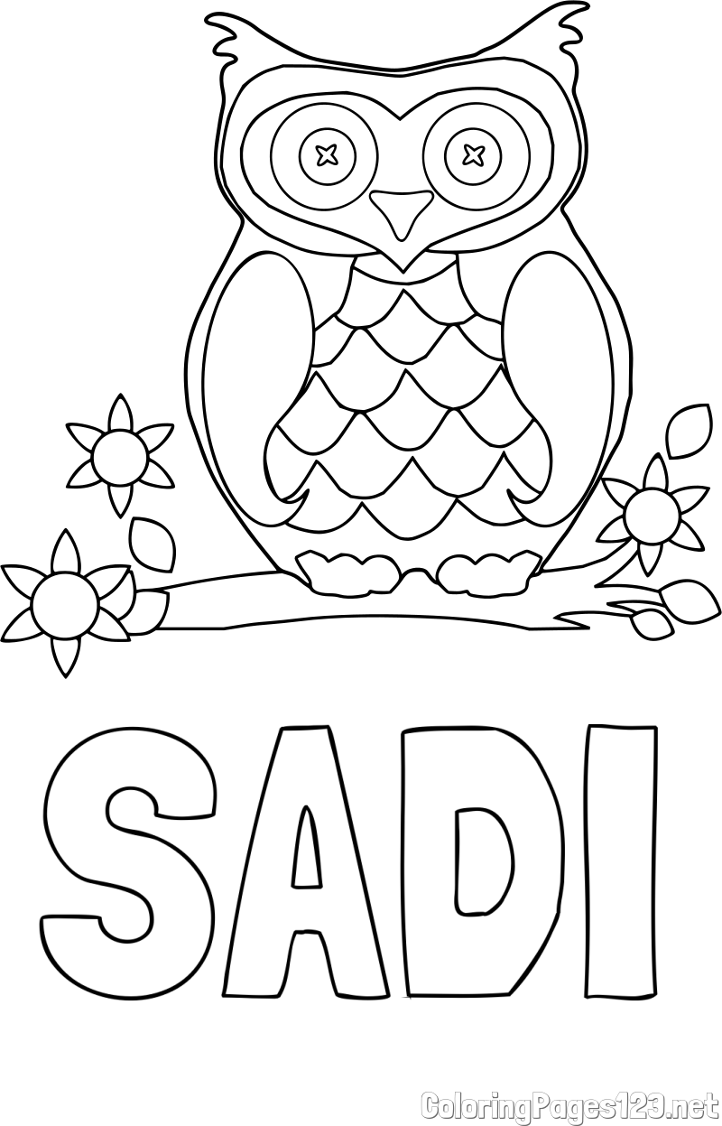 SADI Coloring Page and Owl on a Branch Coloring Page