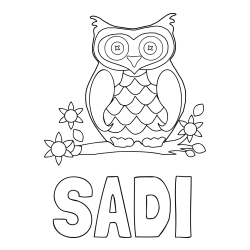 Online Created Coloring Page - SADI Coloring Page and Owl on a Branch Coloring Page
