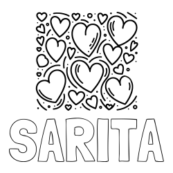 SARITA Coloring Page and Free Printable Coloring Page of Hearts