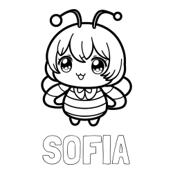 Online Created Coloring Page - SOFIA Coloring Page and Anime-Style Bee Coloring Page