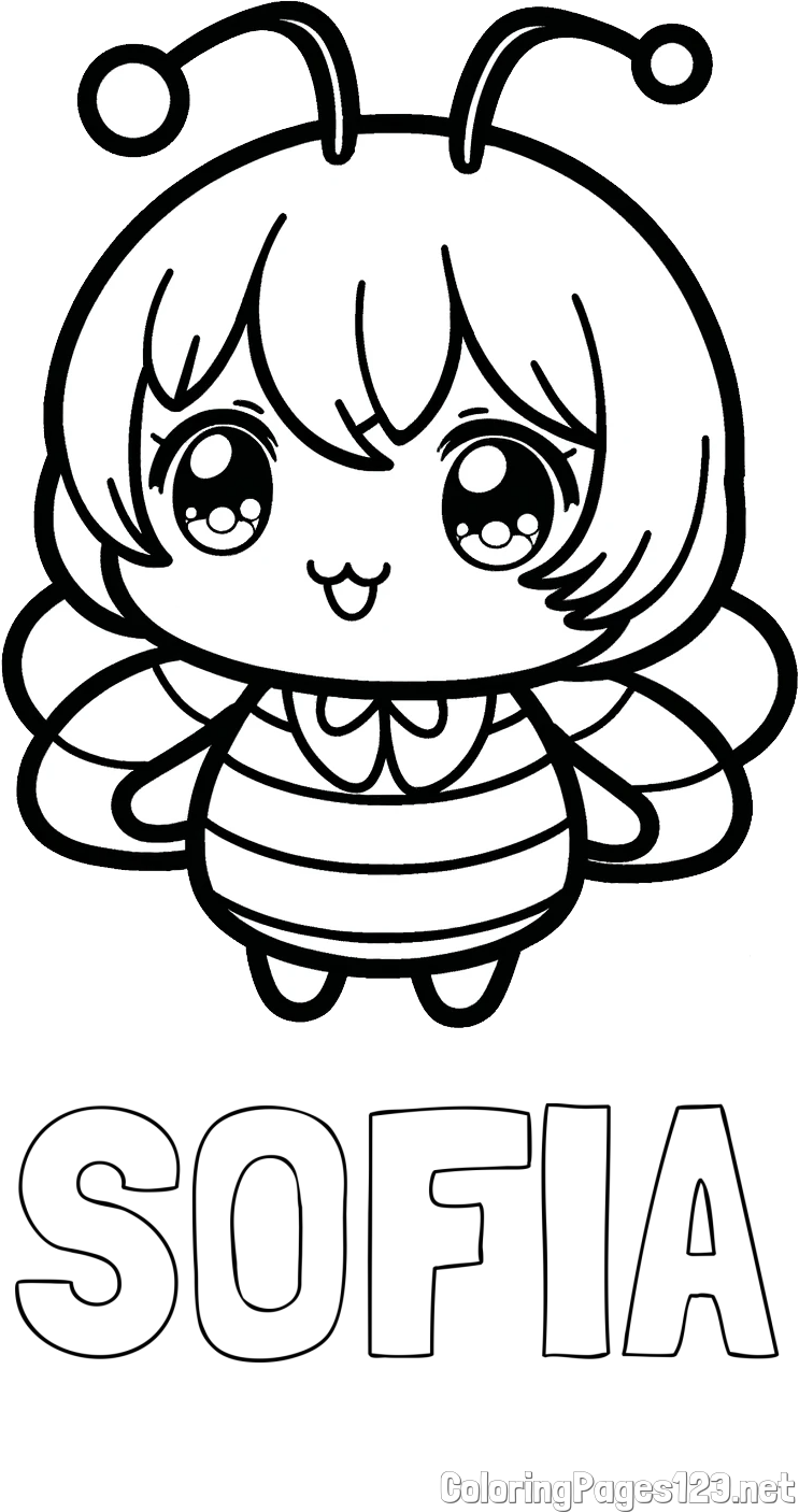 SOFIA Coloring Page and Anime-Style Bee Coloring Page