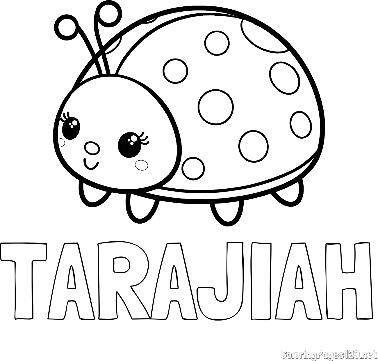 TARAJIAH Coloring Page and Smiling Ladybug Coloring Page