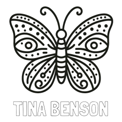 TINA BENSON Coloring Page and Butterfly Coloring Page (Simple)