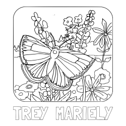 TREY  MARIELY Coloring Page and Butterfly on Flower Coloring Page