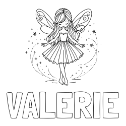Online Created Coloring Page - VALERIE Coloring Page and Coloring Page of a Cute Magical Fairy