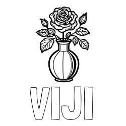 VIJI Coloring Page and Roses in a Vase Coloring Page