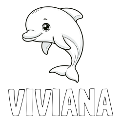 Online Created Coloring Page - VIVIANA Coloring Page and Children's Coloring Book of a Cute Dolphin