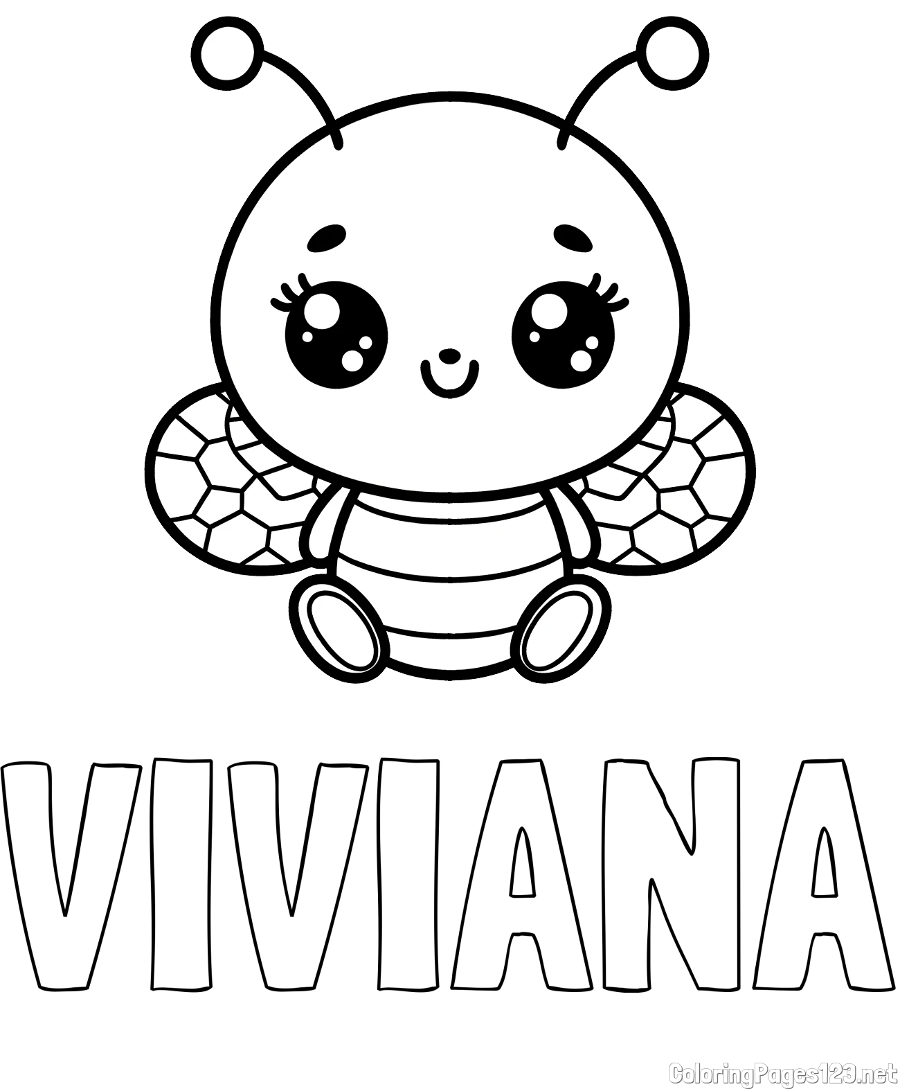 VIVIANA Coloring Page and Children's Coloring Page of a Cute Bee