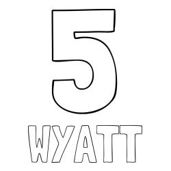 Online Created Coloring Page - WYATT Coloring Page and Coloring Page of Number Five (5)