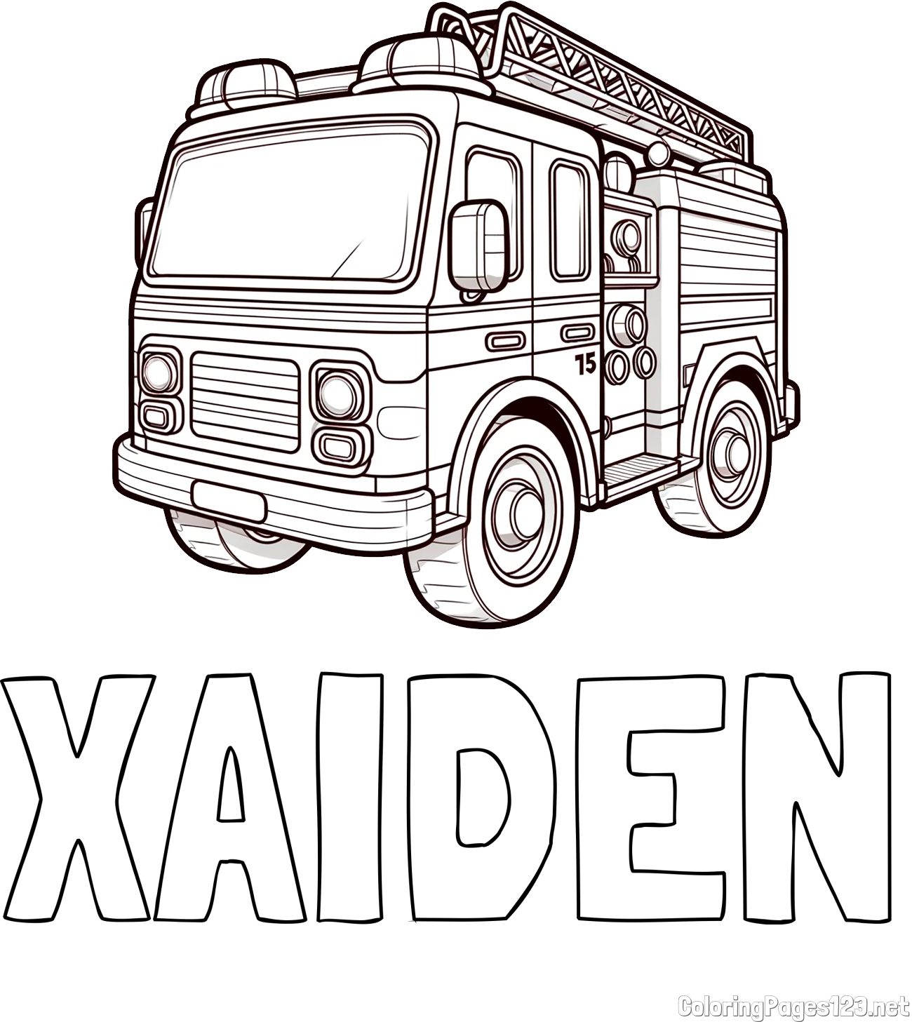 XAIDEN Coloring Page and Free Coloring Page of a Fire Truck