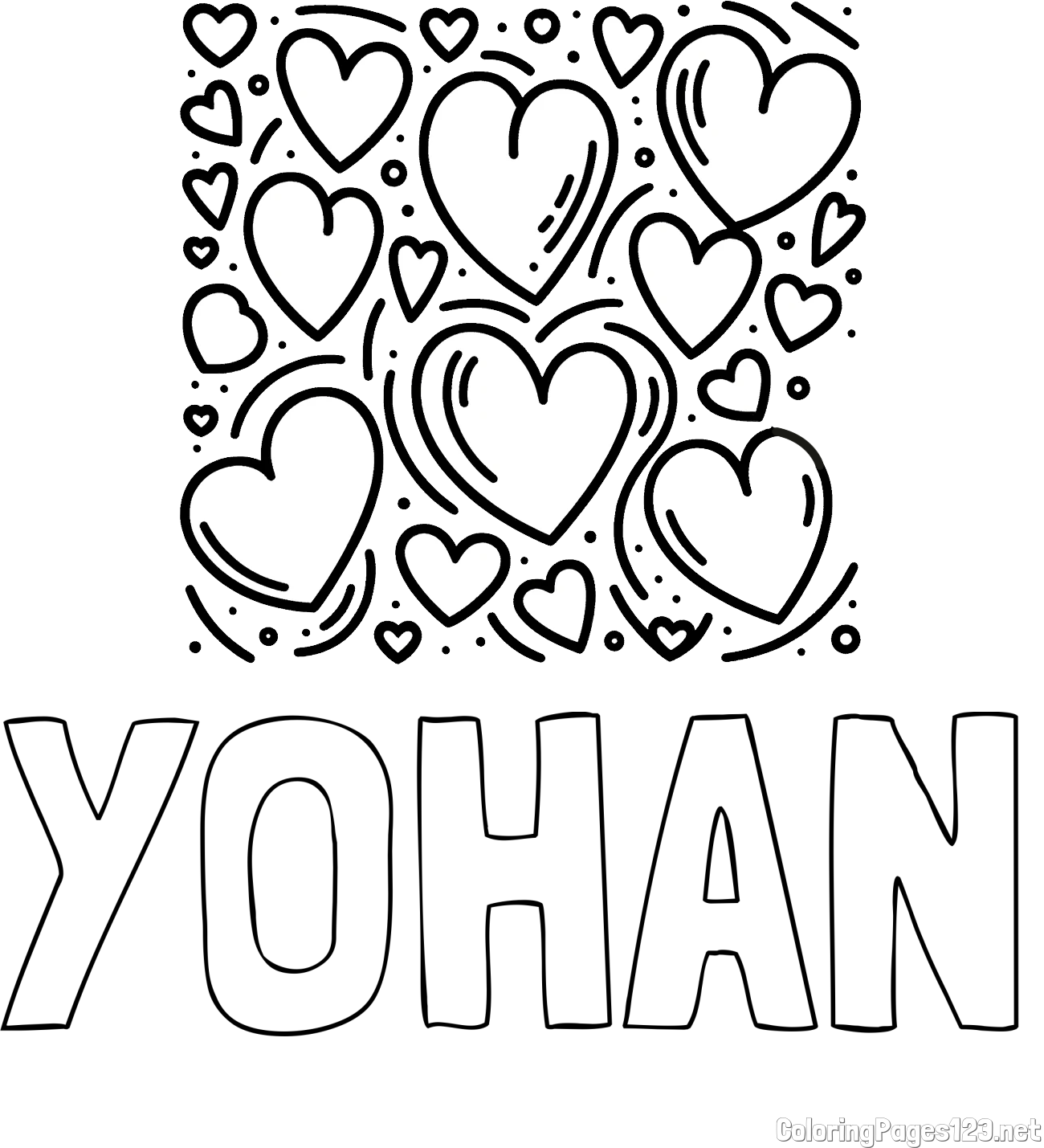 YOHAN Coloring Page and Free Printable Coloring Page of Hearts