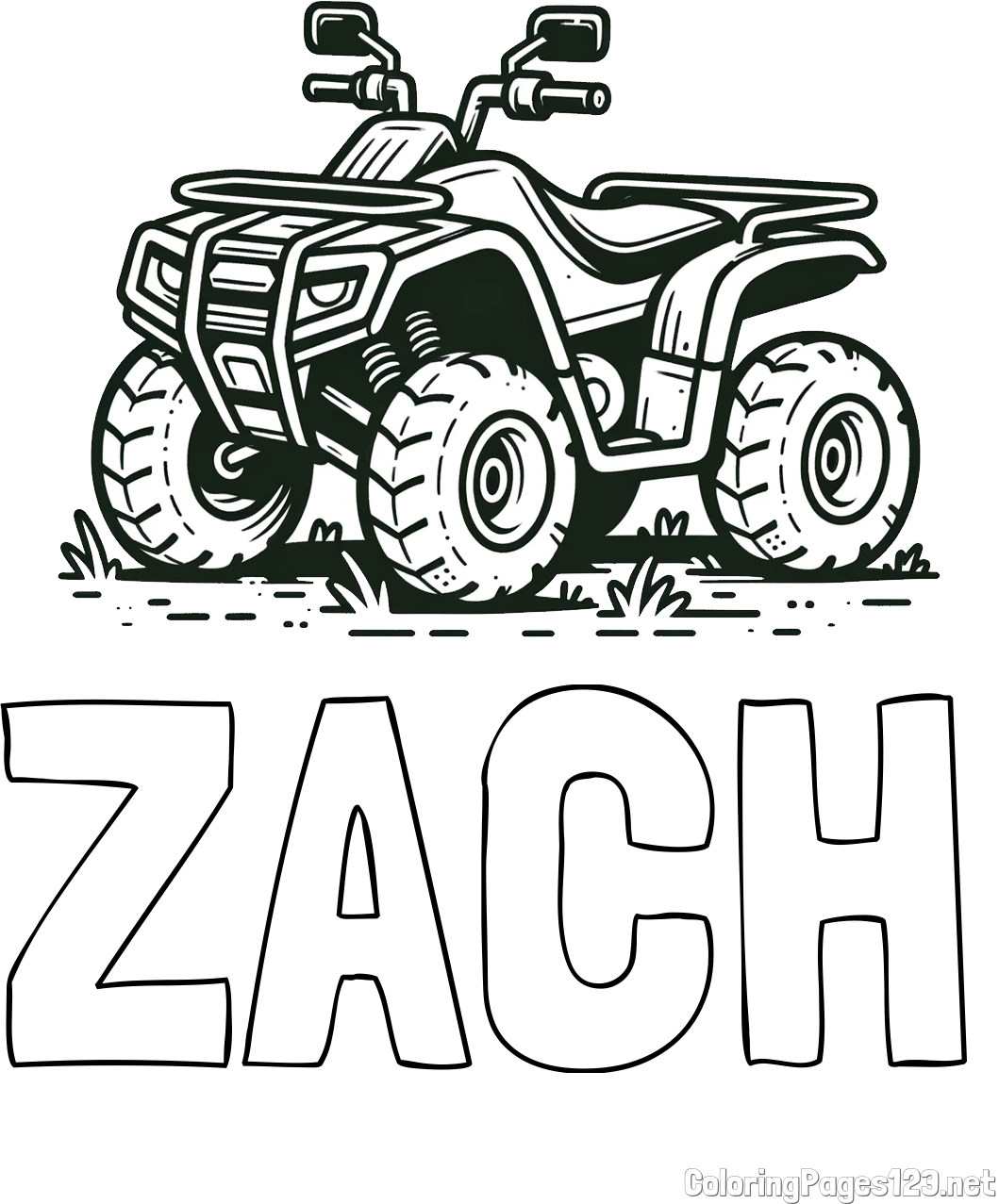 ZACH Coloring Page and Four-Wheeler Coloring Page