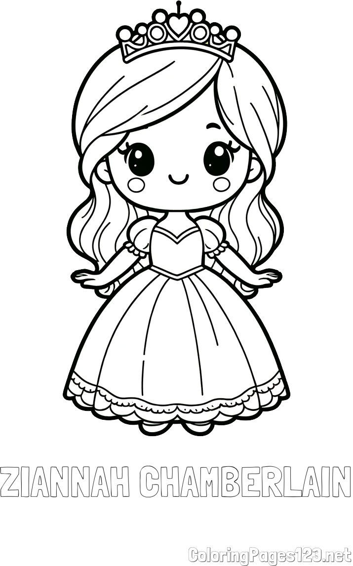 ZIANNAH CHAMBERLAIN Coloring Page and Coloring Page of a Cute Princess
