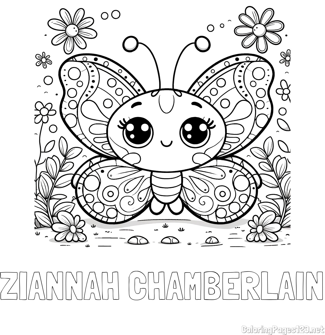 ZIANNAH CHAMBERLAIN Coloring Page and Cute Butterfly Coloring Page