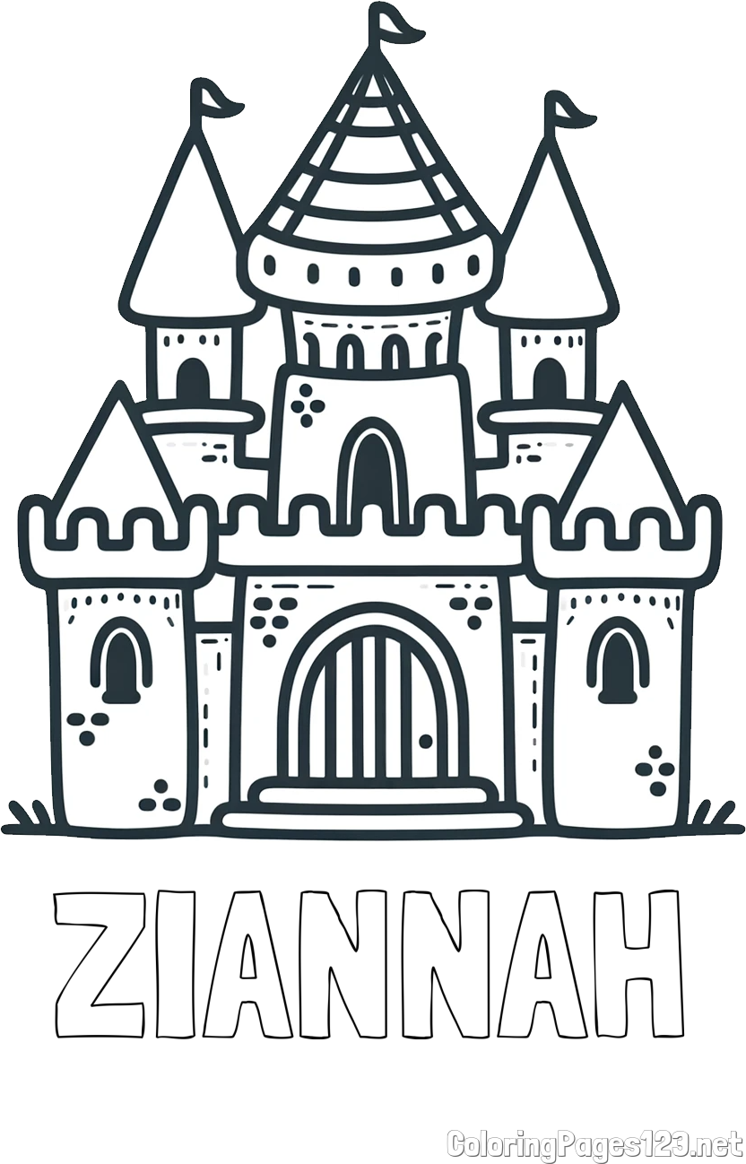 ZIANNAH Coloring Page and Beautiful Castle Coloring Page for Kids