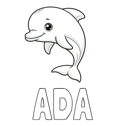 Online Created Coloring Page - ADA Coloring Page and Children's Coloring Book of a Cute Dolphin