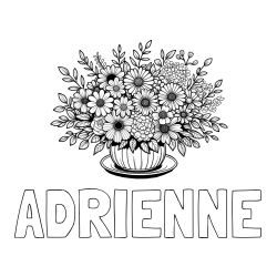 ADRIENNE Coloring Page and Beautiful Bouquet of Flowers Coloring Page