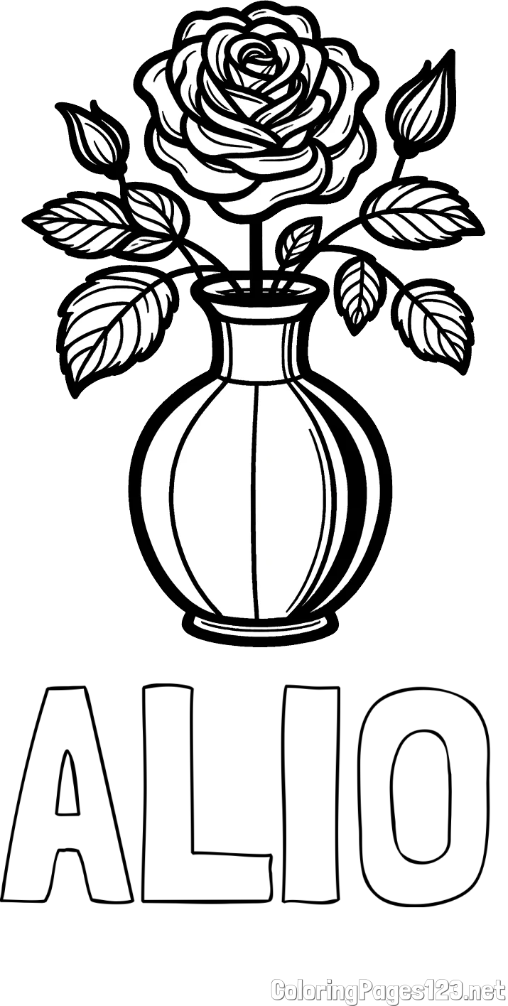 ALIO Coloring Page and Roses in a Vase Coloring Page